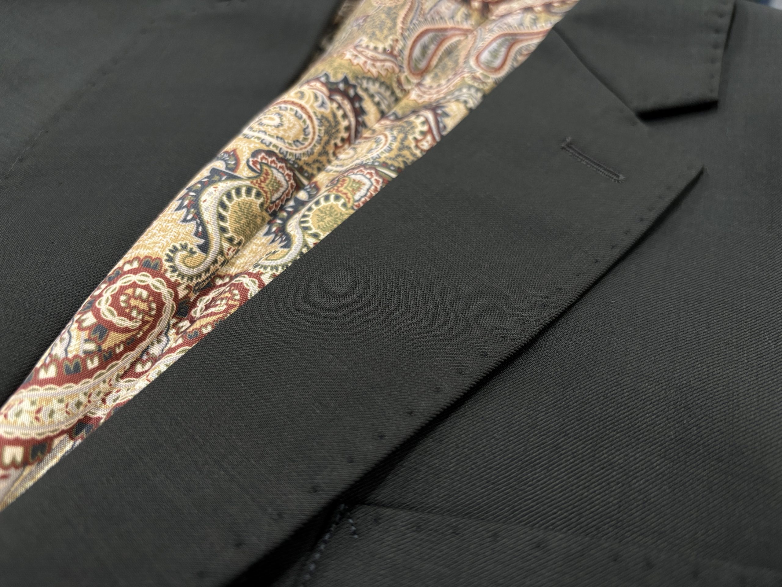Hand pick stitching on jacket lapel and pocket